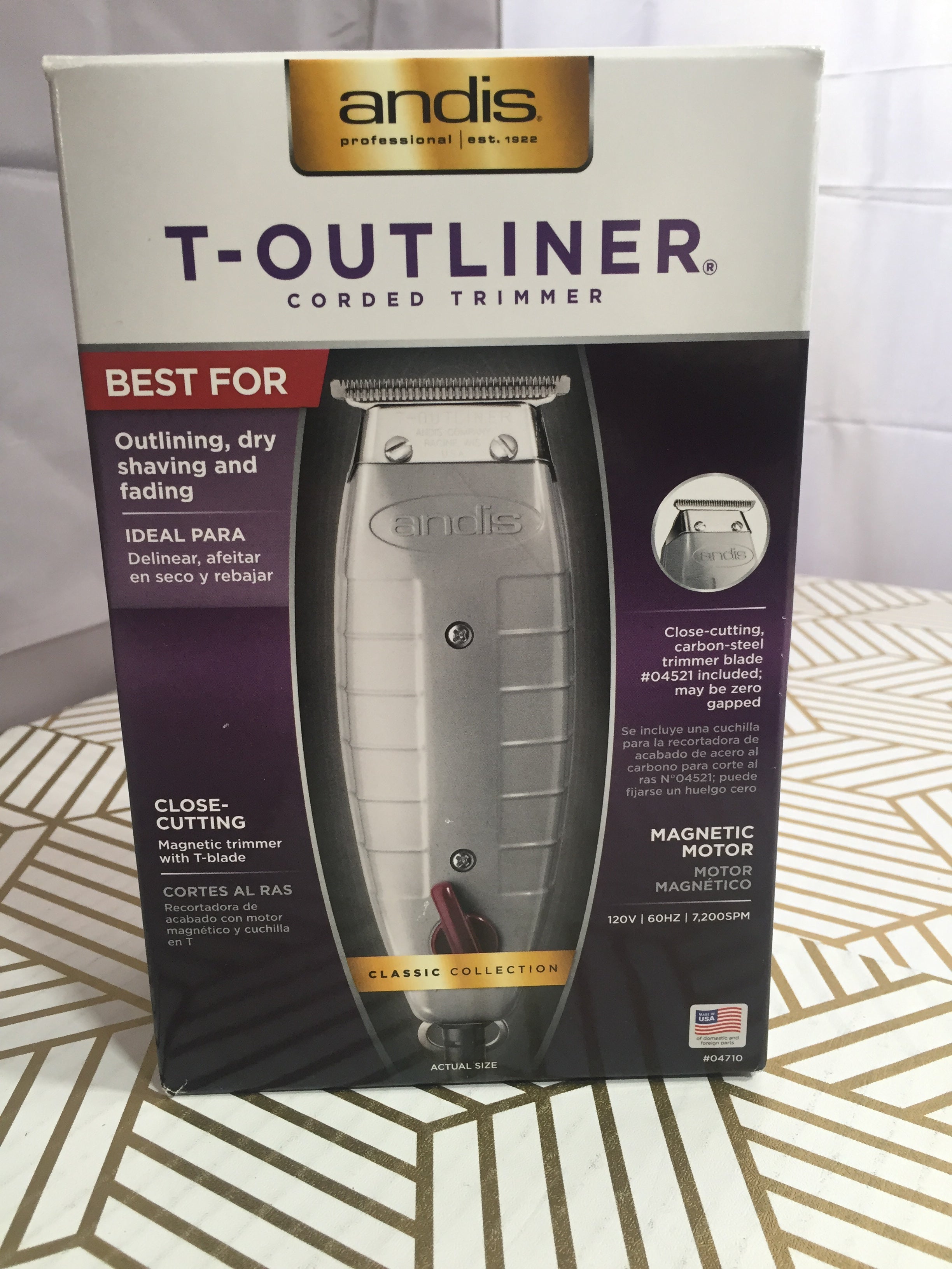 Andis 04710 Professional T-Outliner Beard & Hair Trimmer Carbon Steel T-Blade (8026167673070)
